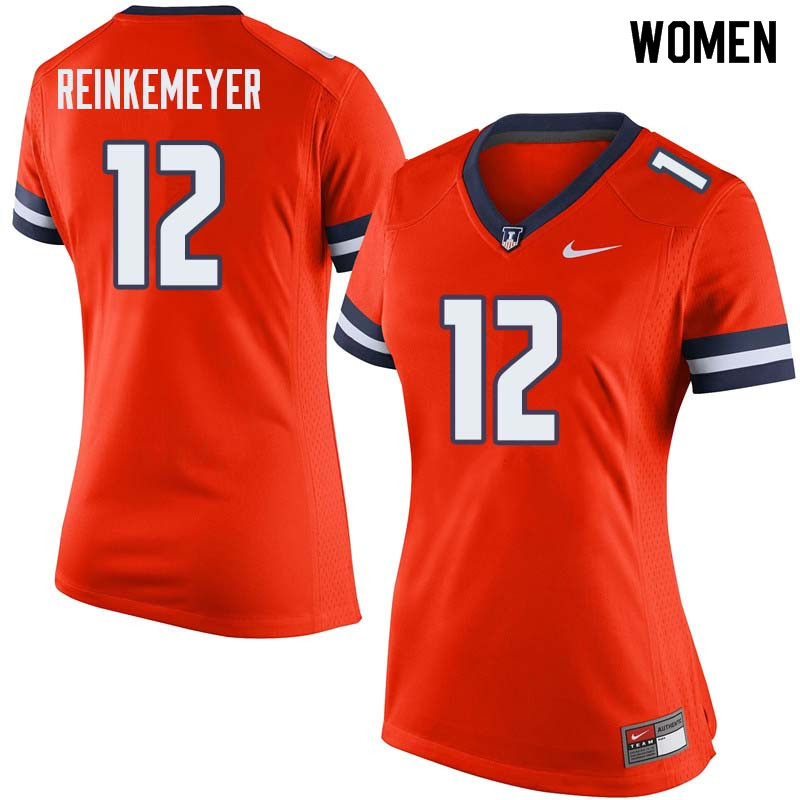 Women #12 Charlie Reinkemeyer Illinois Fighting Illini College Football Jerseys Sale-Orange